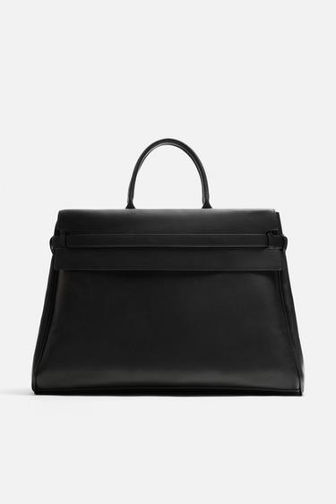 LEATHER HANDBAG - Black by Zara