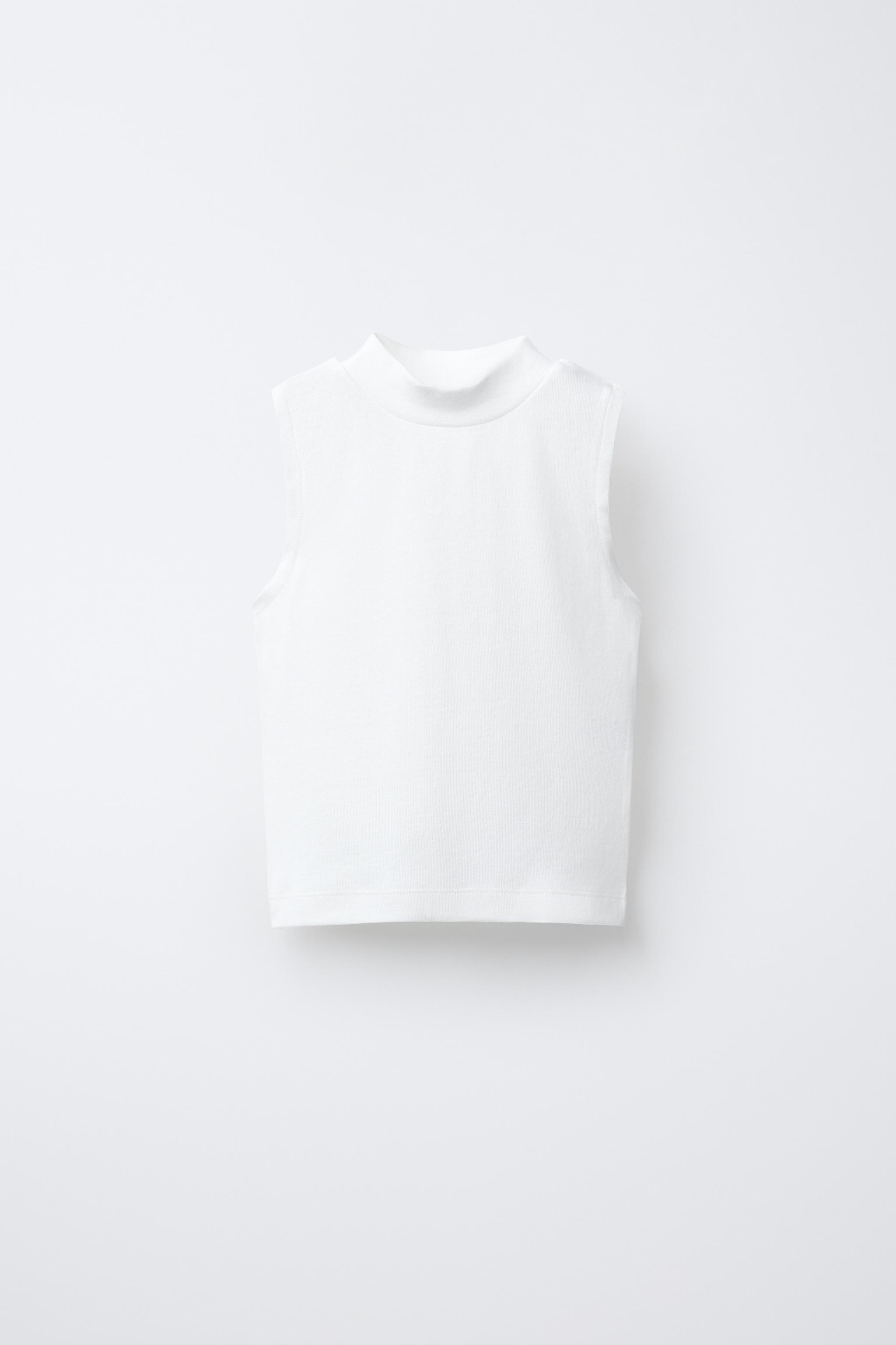 HIGH NECK T-SHIRT WITH MODAL BLEND - White | ZARA South Africa