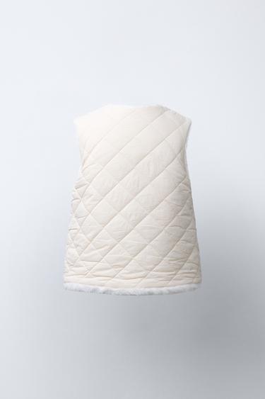 REVERSIBLE FAUX FUR GILET - Ecru by Zara - Image 3