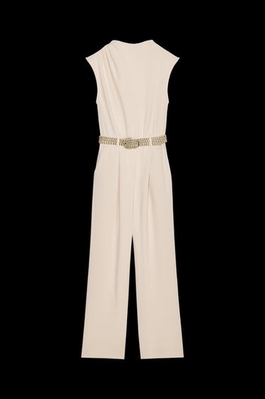 JUMPSUIT WITH BELT - Beige by Zara - Image 0