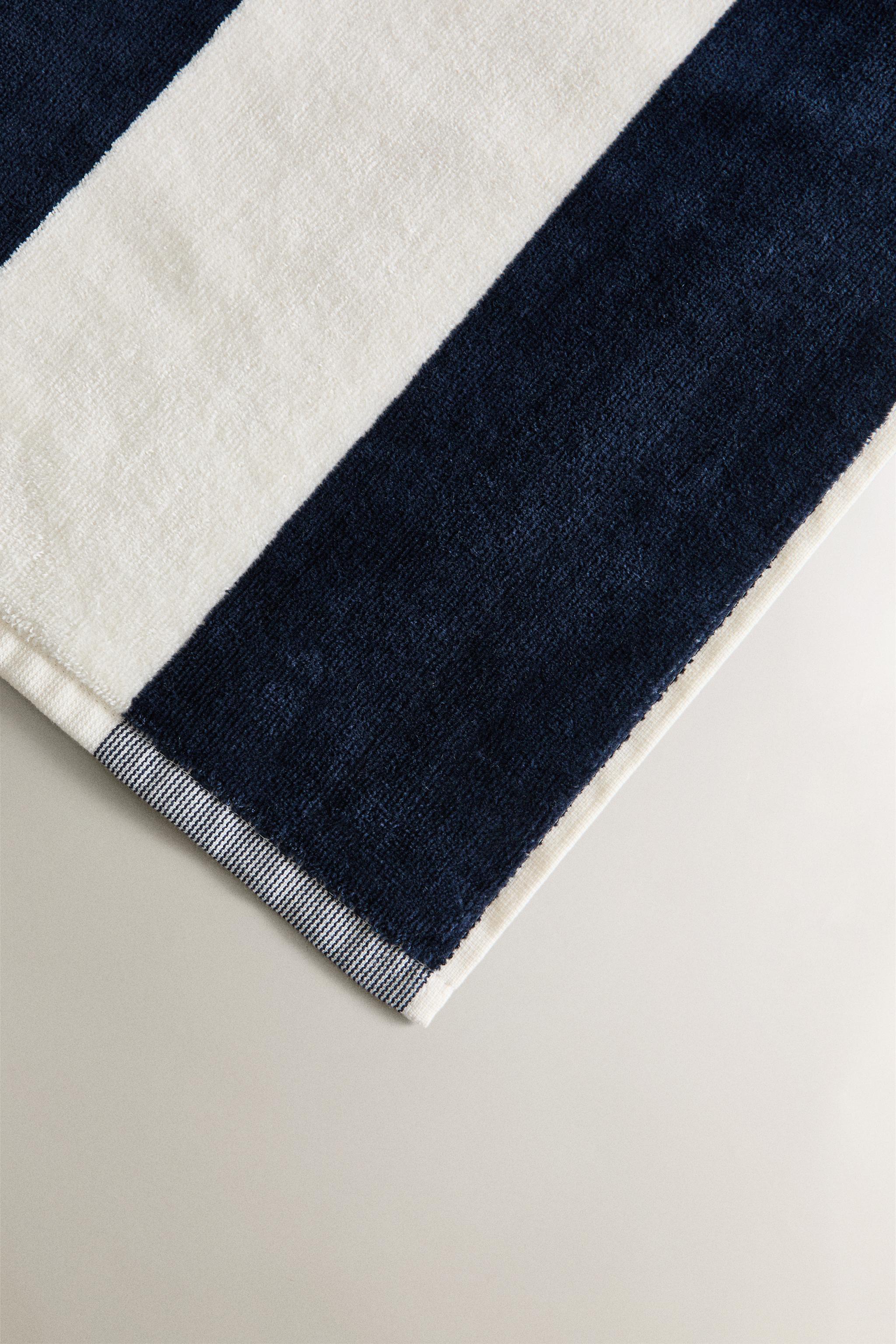 SERVIETTE DE PLAGE VELOURS RAYURES LARGES