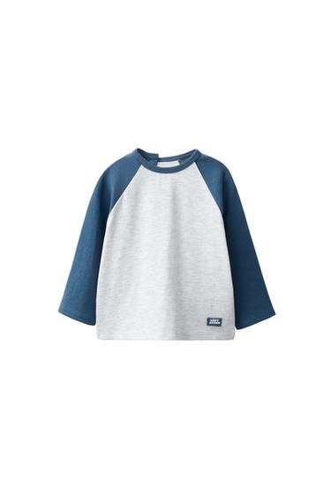 RAGLAN-SHIRT MIT KONTRAST - Weiß / Blau von Zara
