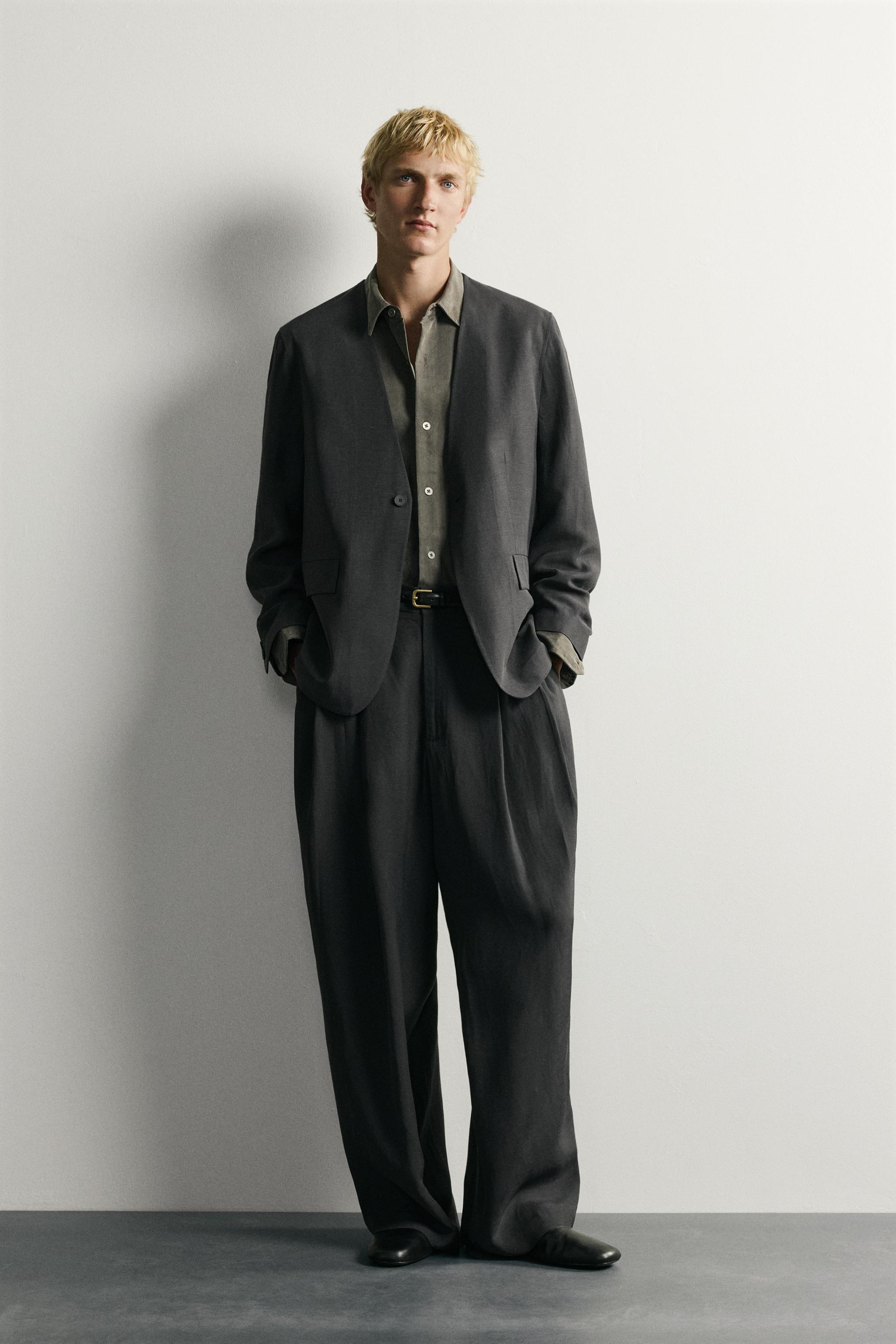 RELAXED FIT WIDE LEG SUIT PANTS