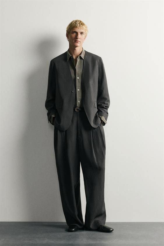 RELAXED FIT WIDE-LEG SUIT TROUSERS - Anthracite grey by Zara - Image 0