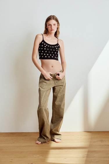 JEANS TRF WIDE LEG TIRO BAJO ESTAMPADO ANIMAL - Leopardo de Zara
