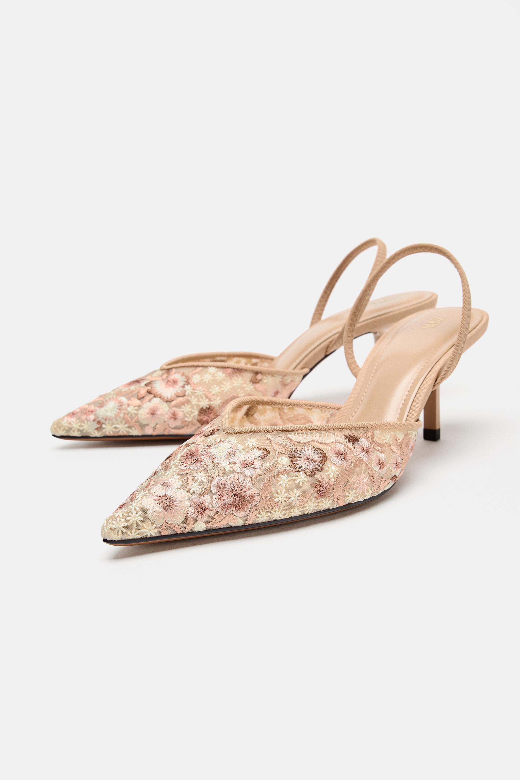 Женские туфли Zara EMBROIDERED MESH HEELS — фото 4
