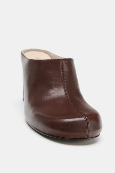 LEDER-MULE MIT ABSATZ, LIMITED EDITION - Braun von Zara