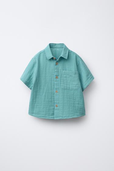 CAMISA TEXTURA BOLSILLO - Azul de Zara