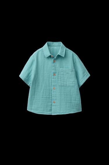 TEXTURED SHIRT WITH POCKET - Blue by Zara