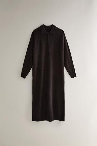 ROBE EN CACHEMIRE - Marron foncé de Zara