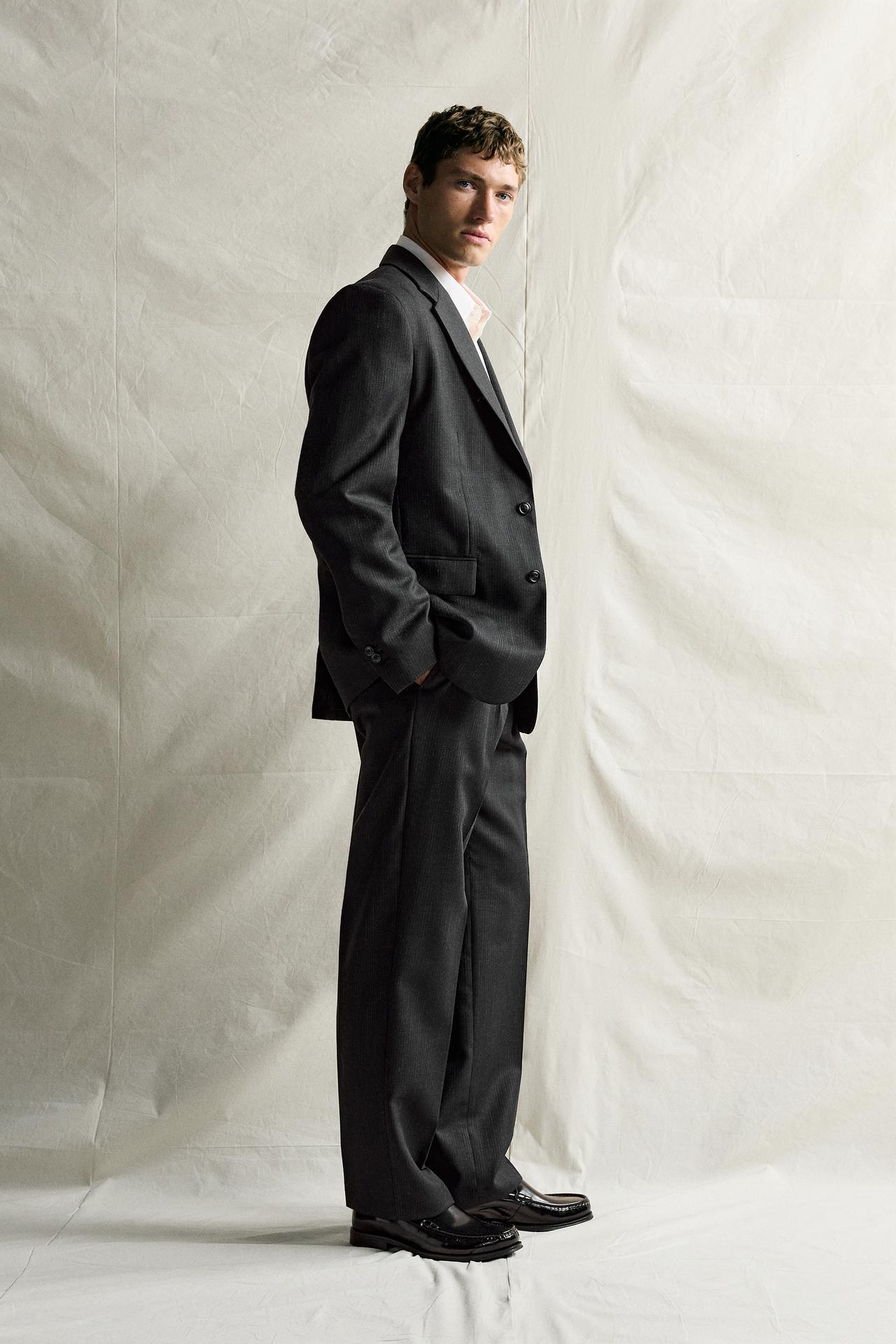 MANTECO® 100% WOOL SUIT TROUSERS — Grey marl
