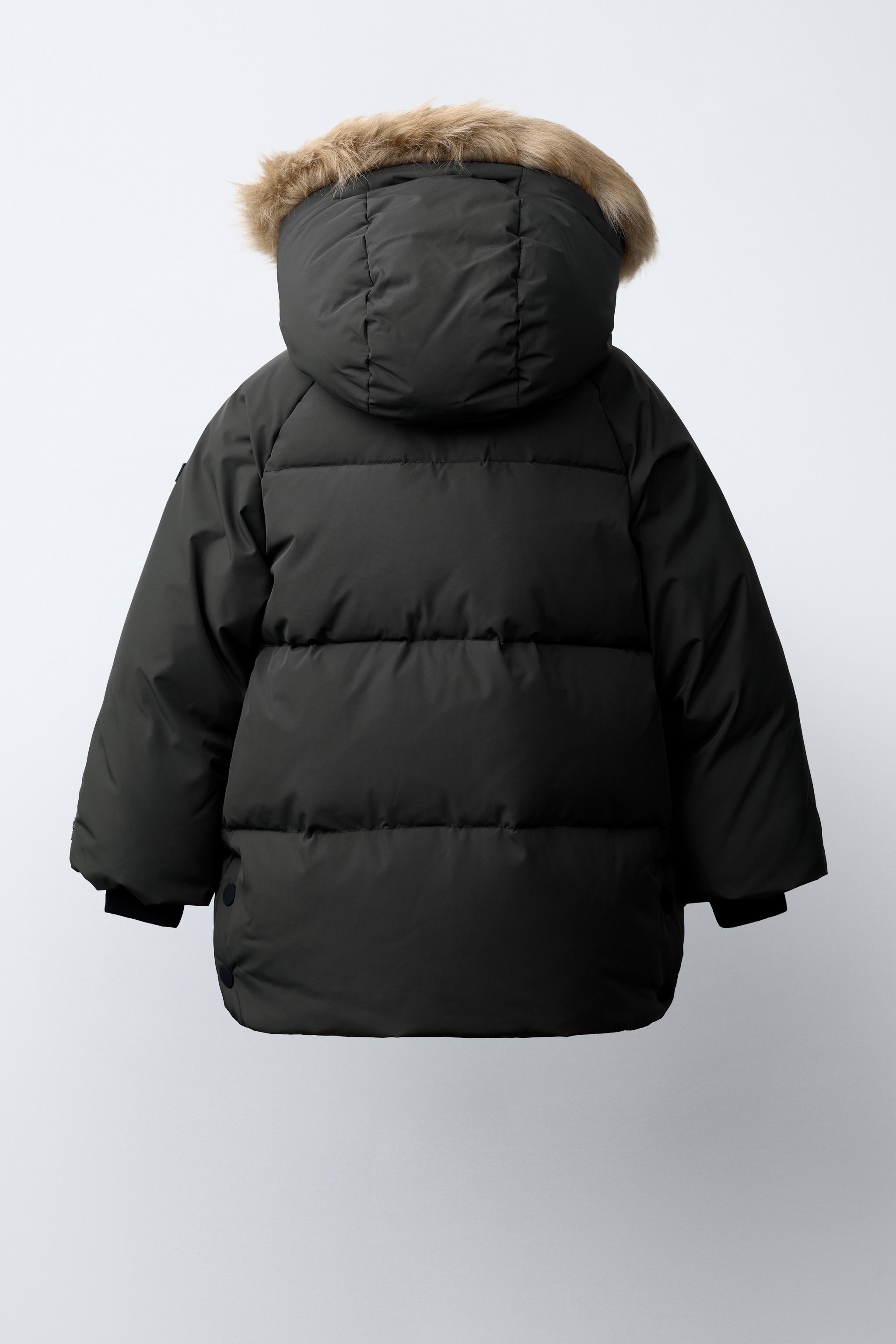 50/50 DOWN & FEATHER FAUX FUR HOODIE WATER-REPELLENT AND WINDPROOF PUFFER JACKET