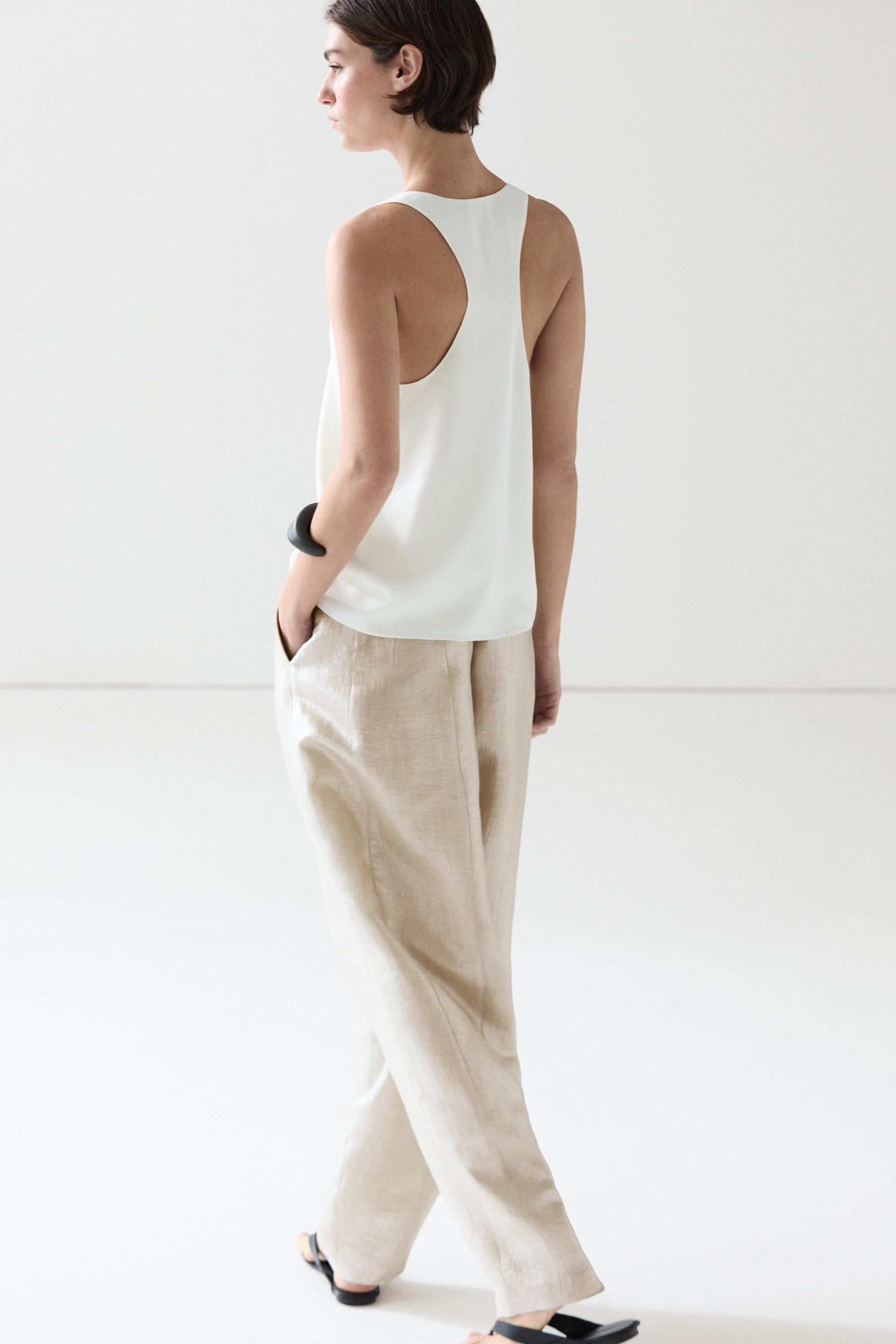 Flowing metallic linen trousers