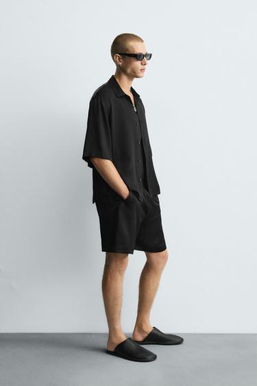 SATIN RELAXED FIT SHIRT - Black by Zara - Image 3
