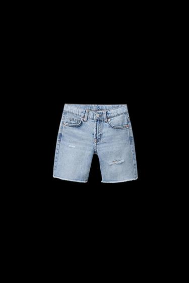 GERADE GESCHNITTENE JEANS-BERMUDASHORTS MIT RISSEN ZARA X BODY GLOVE ® - Hellblau von Zara