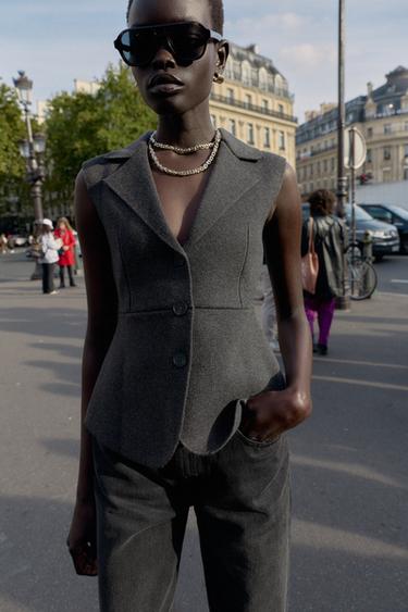 TAILORED KNIT WAISTCOAT - Grey by Zara