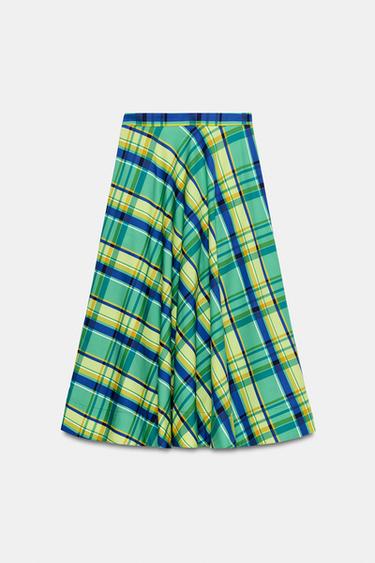 JUPE MI-LONGUE À CARREAUX ZW COLLECTION - Multicolore de Zara - Image 9