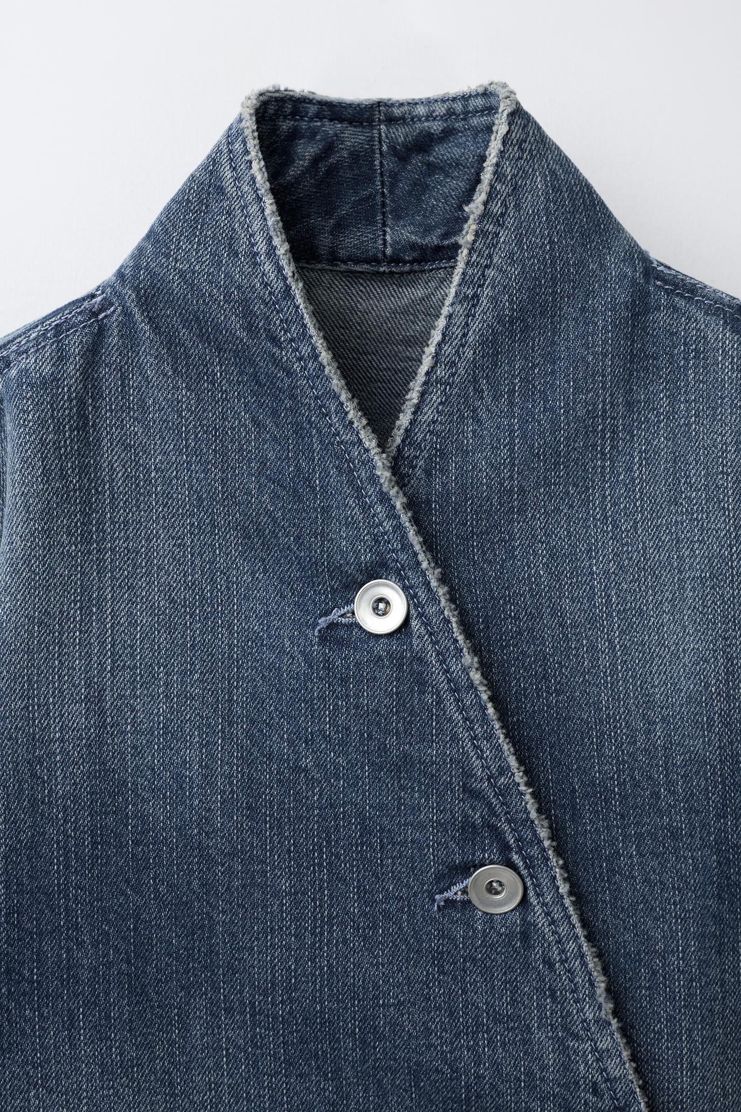 Детская куртка Zara Double-Breasted Denim Jacket, цвет: Синий — фото 4