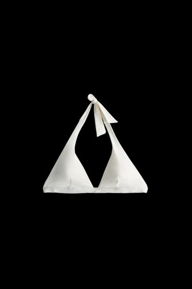Zara PLAIN TRIANGLE BEACH BIKINI TOP - Ecru - Image 0