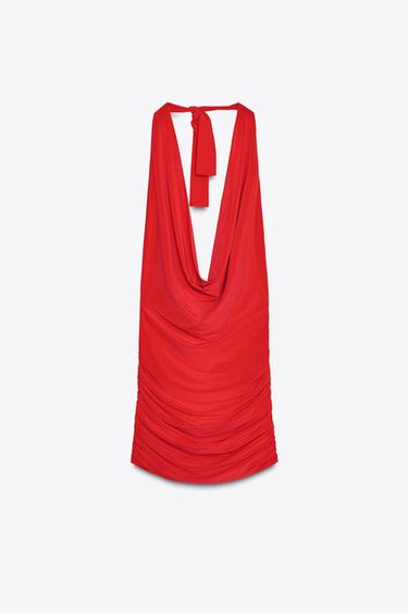 ROBE COURTE PLIS - Rouge soutenu de Zara - Image 5