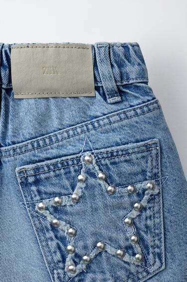 STUDDED DENIM BERMUDA SHORTS - Blue by Zara - Image 3