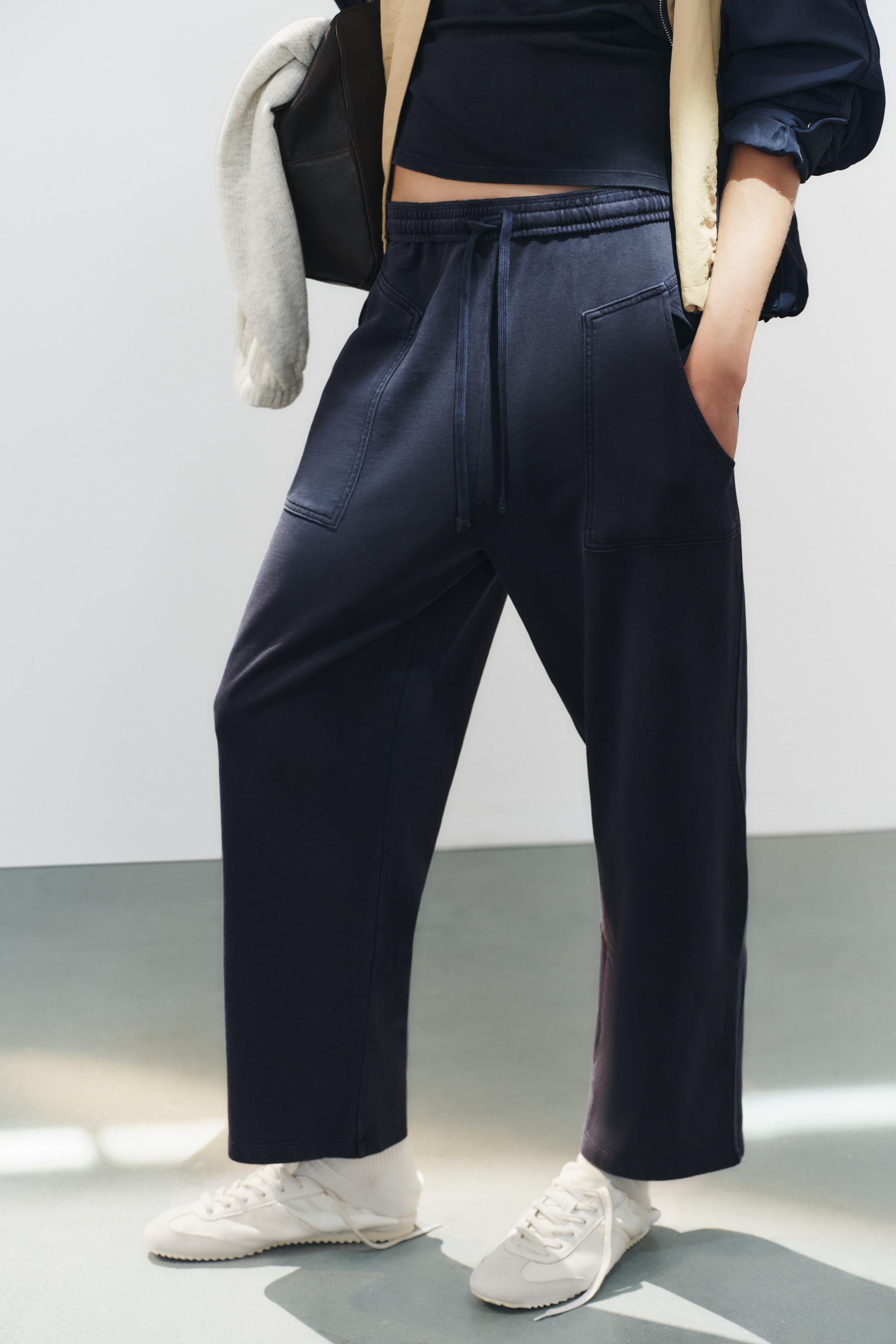 COTTON POCKET TROUSERS — Navy blue