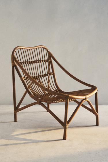 RATTAN ACCENT CHAIR WITH RODS - Light beige by Zara