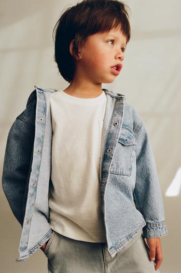 SOBRECAMISA DENIM CAPUCHA - Azul medio de Zara