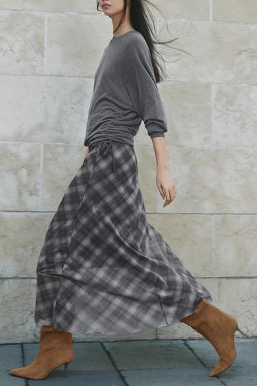 CHECK TULLE SKIRT - Grey by Zara