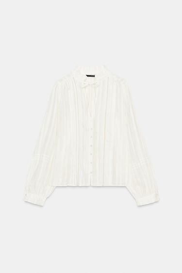 ROMANTIC LACE TRIM BLOUSE - Ecru by Zara - Image 0