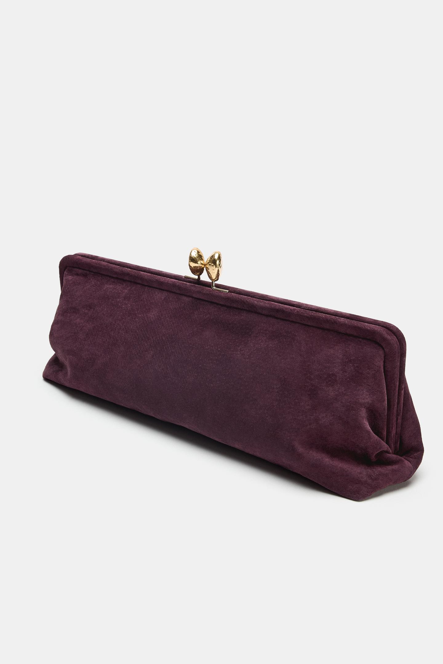 Женский клатч Zara Leather Clutch, цвет: Бордовый красный — фото 2