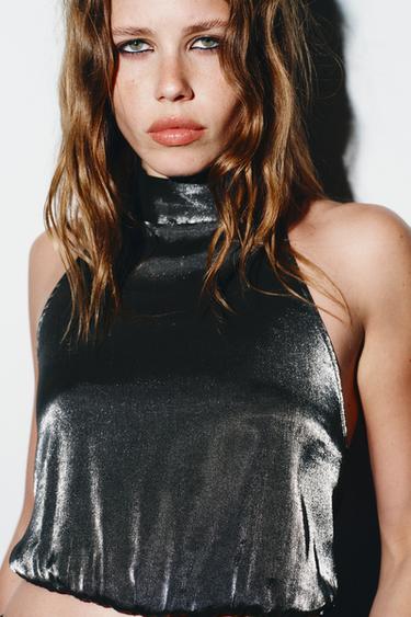 TOP HALTER ELÁSTICO - Negro de Zara