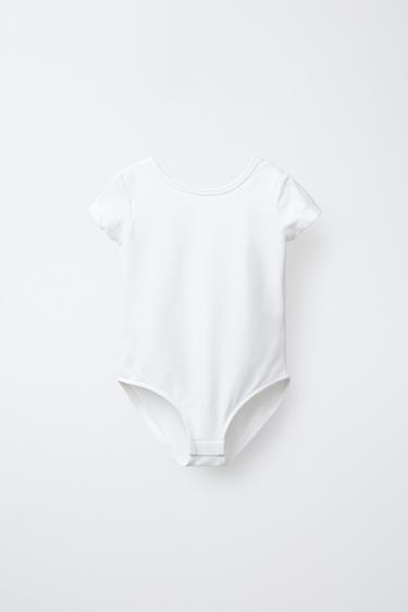 Zara PLAIN SHORT SLEEVE BODYSUIT - White