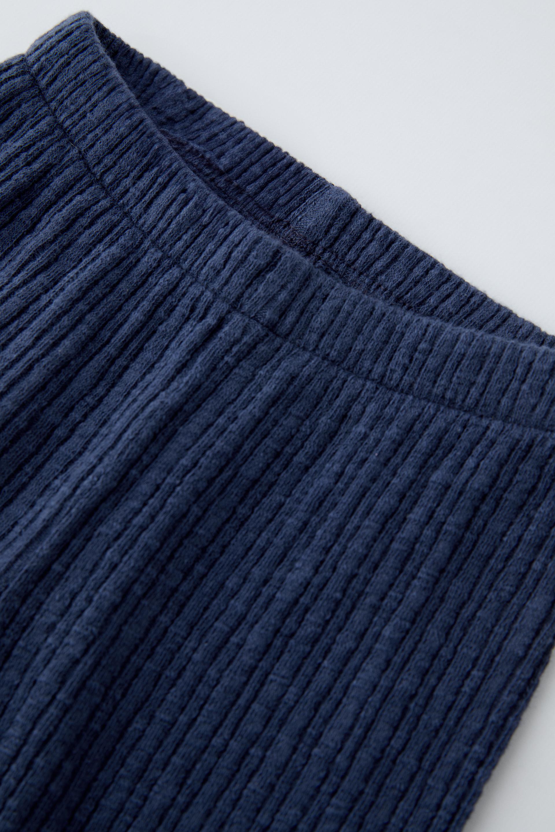 TEXTURED WEAVE LEGGINGS - Navy blue