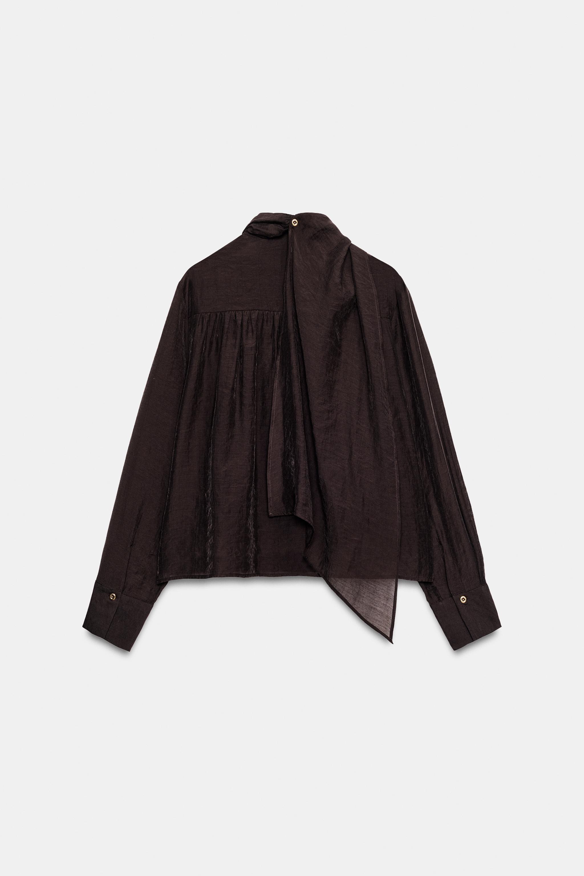 Женские рубашки Zara SCARF SHIRT — фото 9