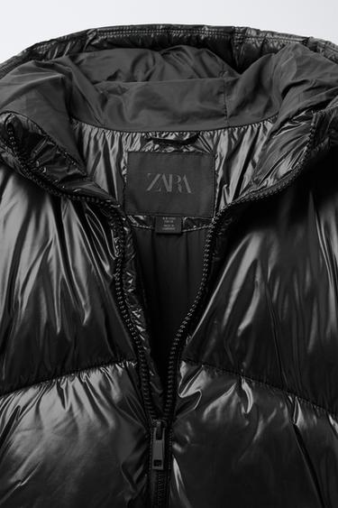 WATER-REPELLENT QUILTED COAT WITH HOODIE - Black by Zara - Image 4