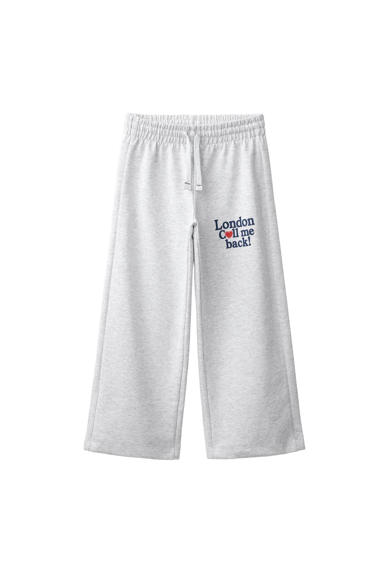 TEXT PRINT WIDE-LEG TROUSERS