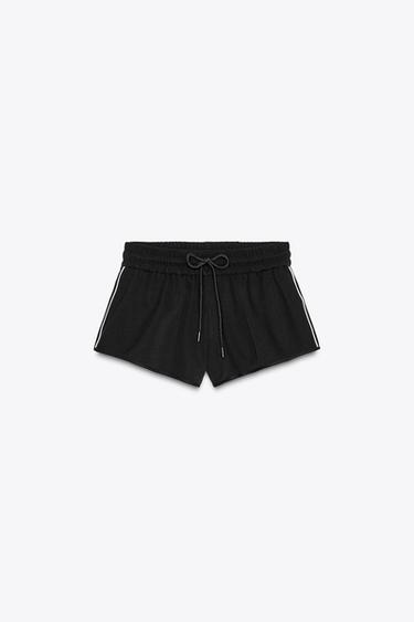 Zara SIDE PIPING SHORTS - Black