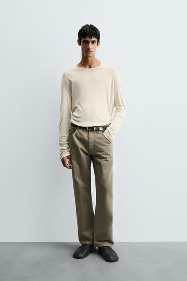 STRAIGHT FIT JEANS - Khaki by Zara