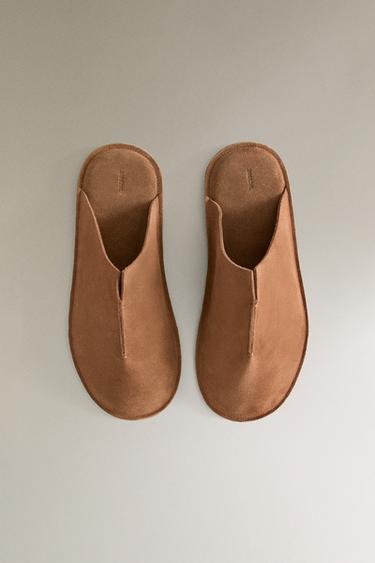 CHAUSSONS OUVERTS À L’ARRIÈRE CUIR - Marron de Zara - Image 3