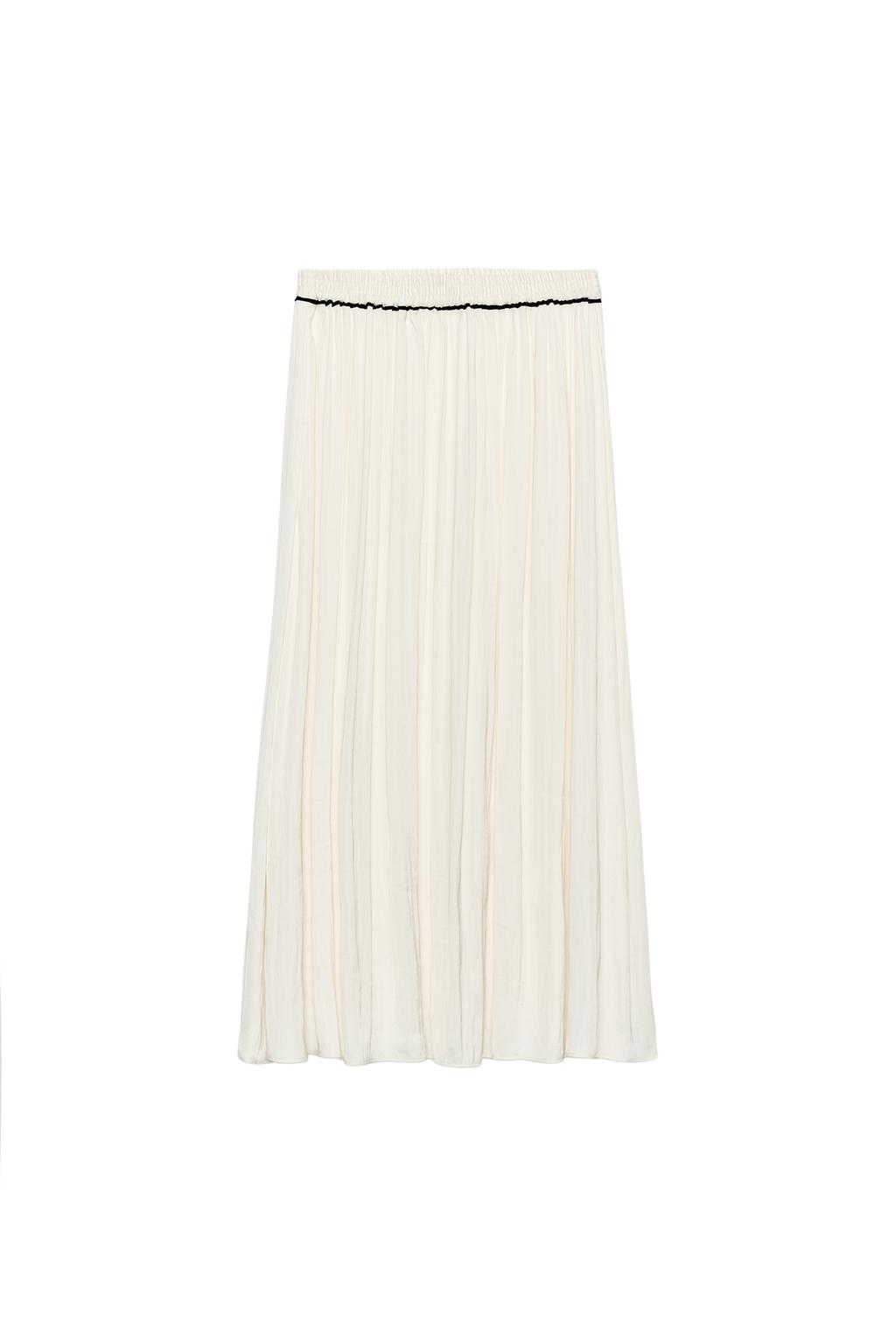 SATIN MIDI SKIRT WITH CONTRAST PIPING