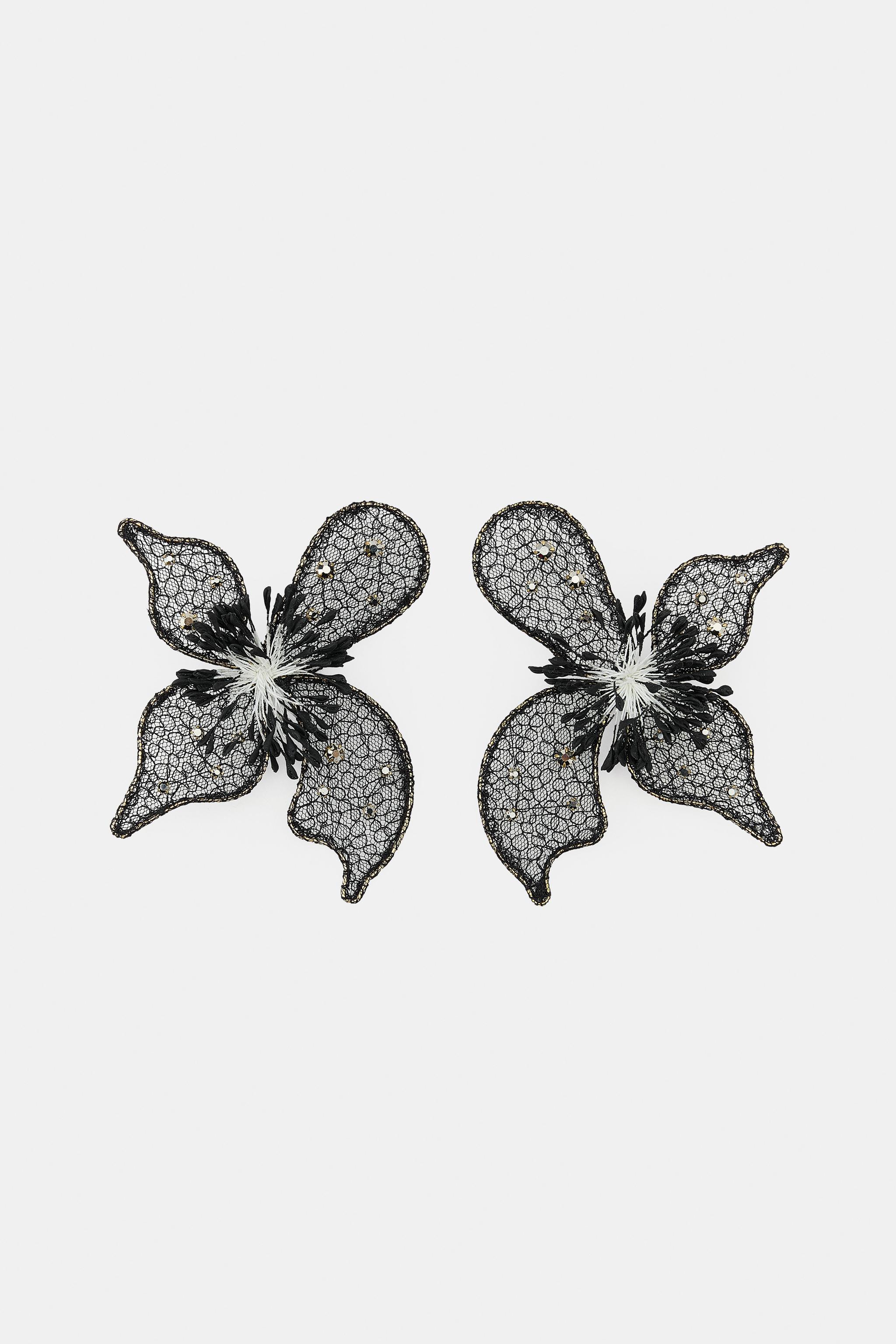 MAXI FLOWER EARRINGS - Black | ZARA Canada