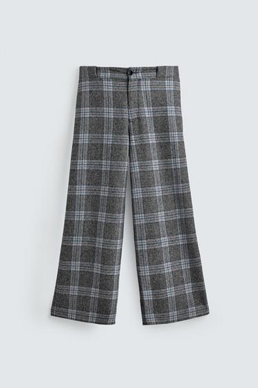 QUẦN ỐNG RỘNG KẺ CARO HARRY LAMBERT FOR ZARA X DISNEY - Màu xám/Xanh dương từ Zara