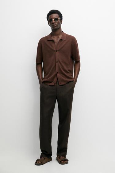 Zara 100% linen pants with elastic waist - Brown - Image 0
