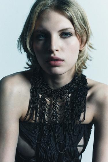 Zara LIMITED EDITION BEADED CAPE NECKLACE - Black