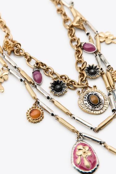 PACK OF 3 COMBINED CHARM NECKLACES - Gold / Silver by Zara - Image 3