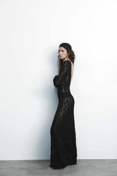 LONG LACE DRESS - Black by Zara - Image 3