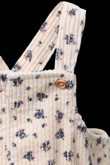 CORDUROY PINAFORE DRESS AND FLORAL KNICKERS SET - Ecru by Zara