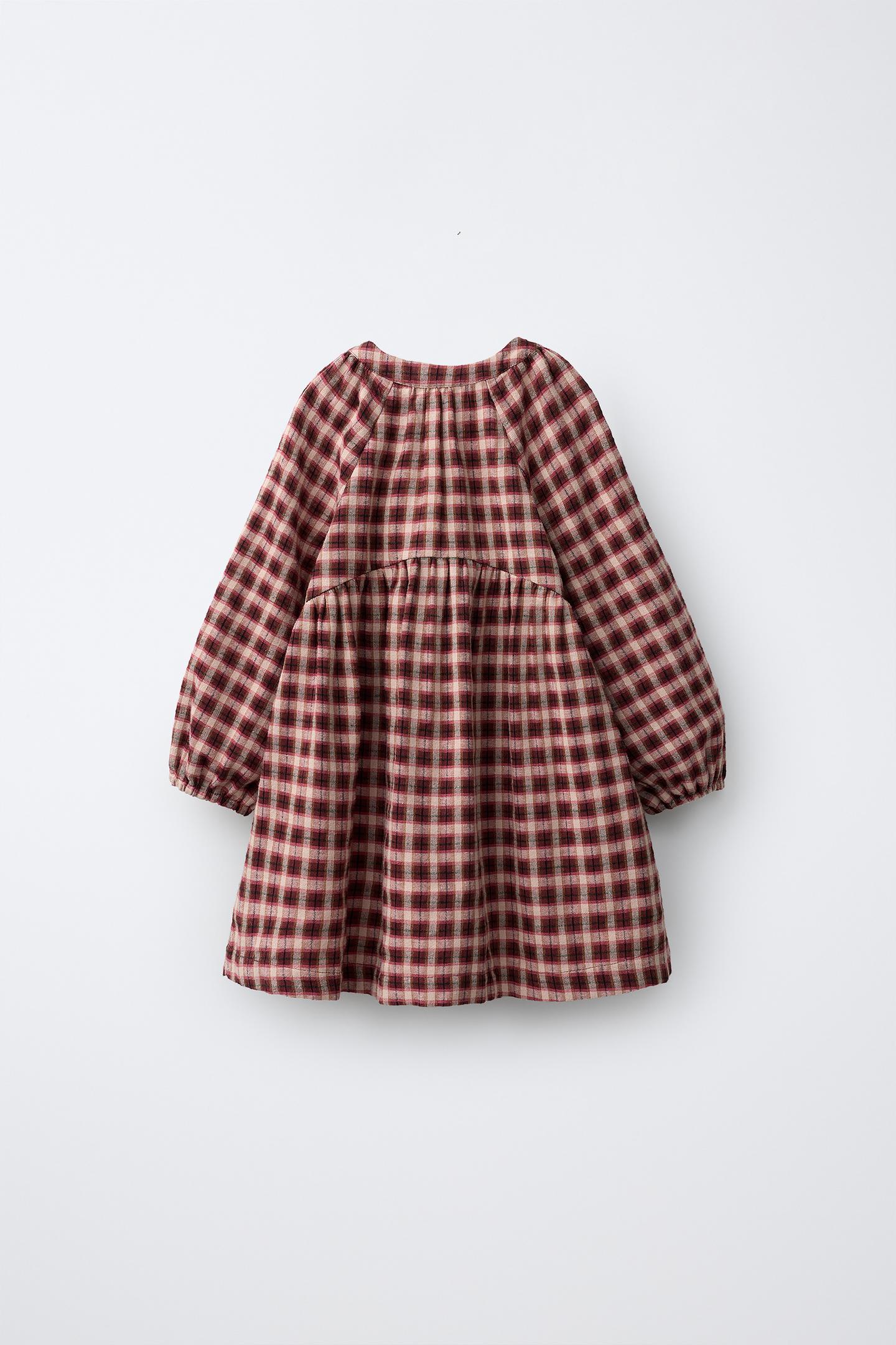 Детское платье Zara Plaid Print, цвет: Розовый — фото 2