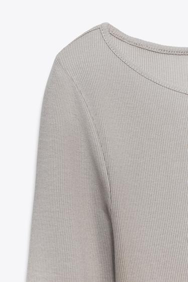 COTTON BOAT NECK T-SHIRT - Sand by Zara - Image 7